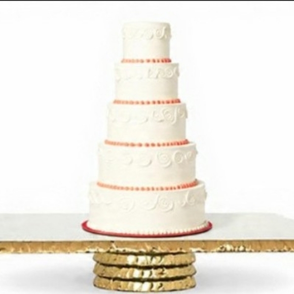 Annieglass Cake Stand - Edgey square cake stand with 24k gold trim, New - Picture 6 of 10